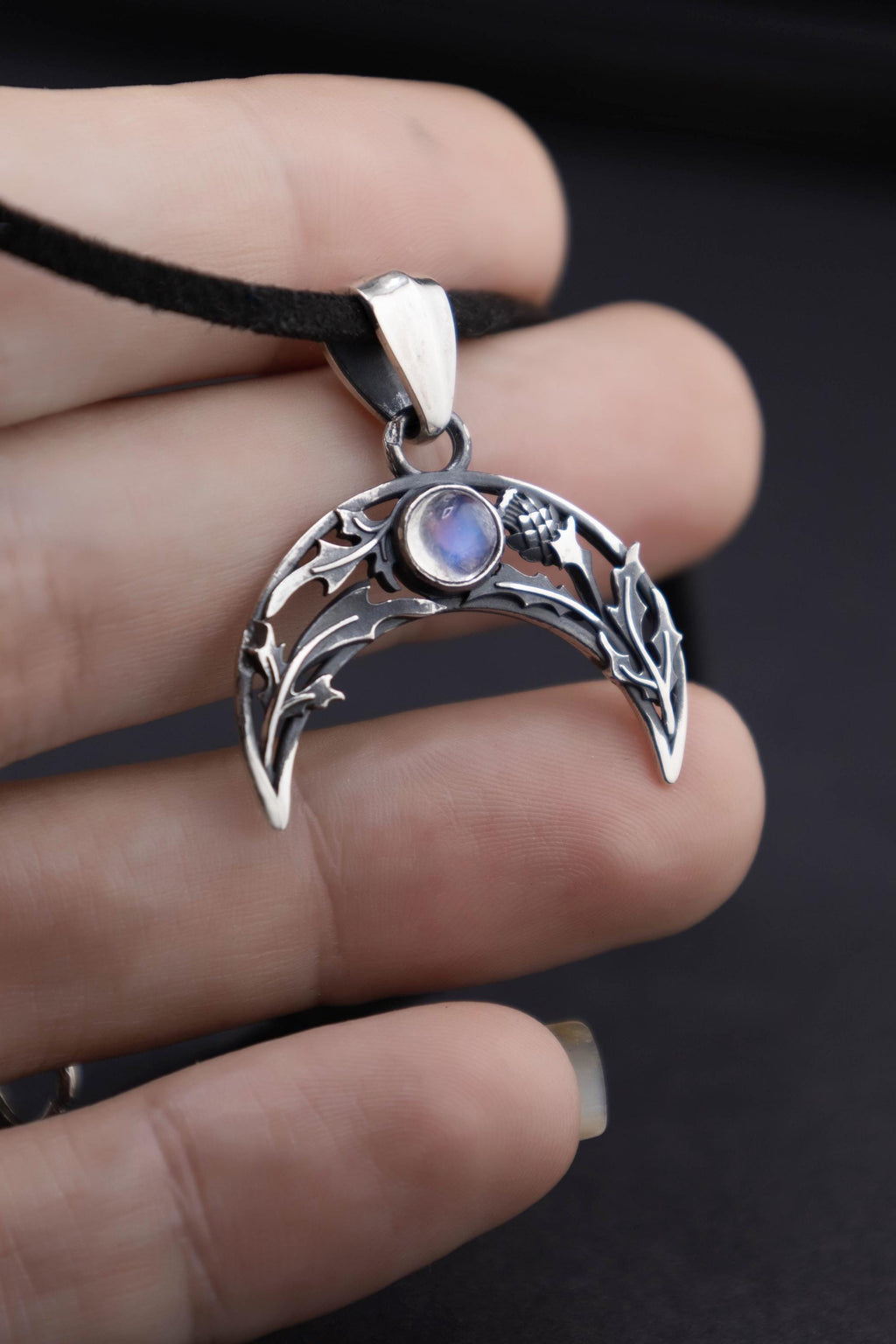 lunula moonstone pendant handmade