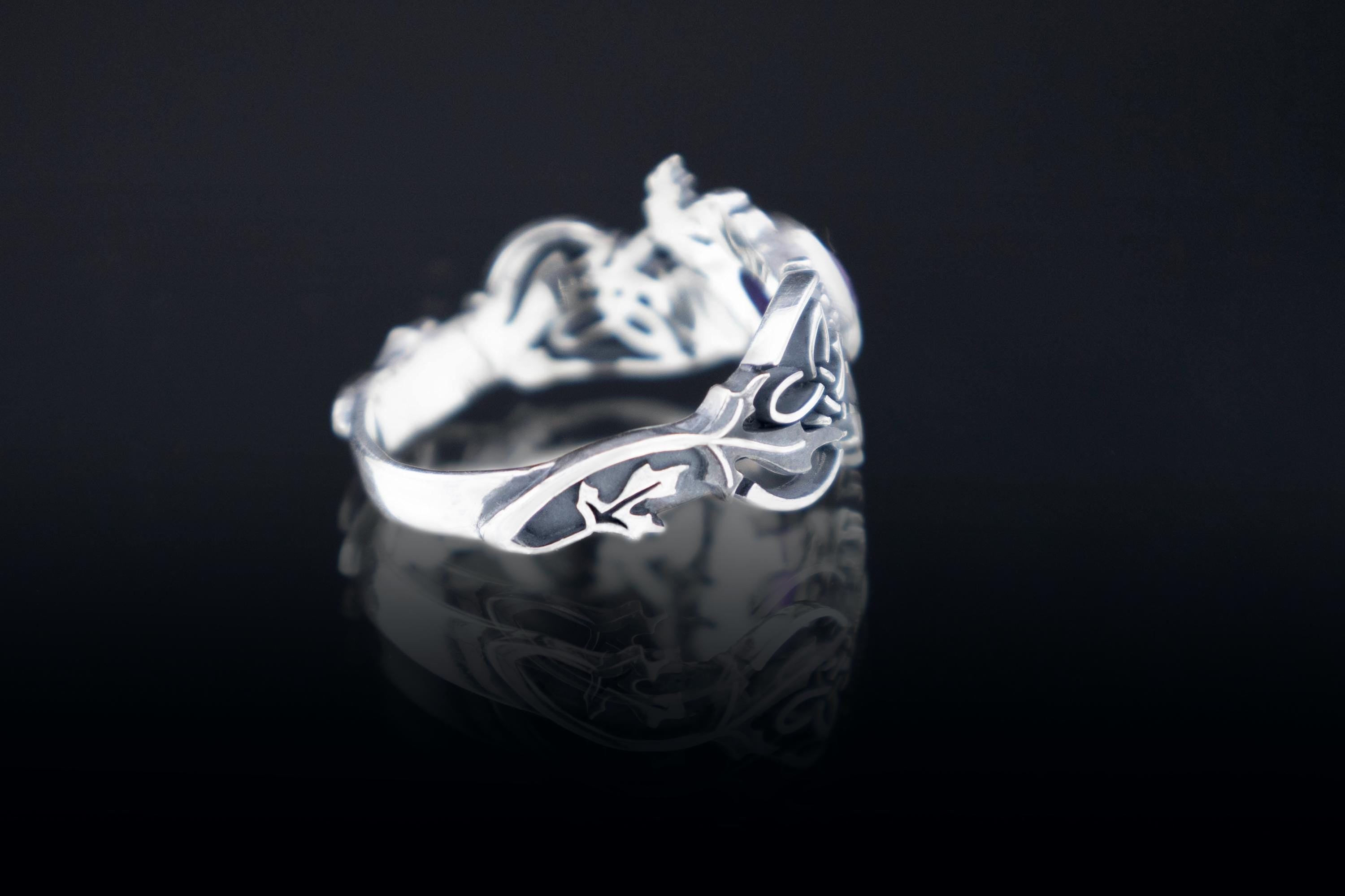 Sterling silvering with  thistle leaves and celtic pattern