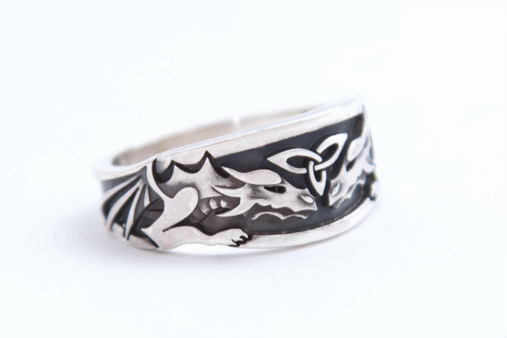 Dragon ring, silver handmade artisan band