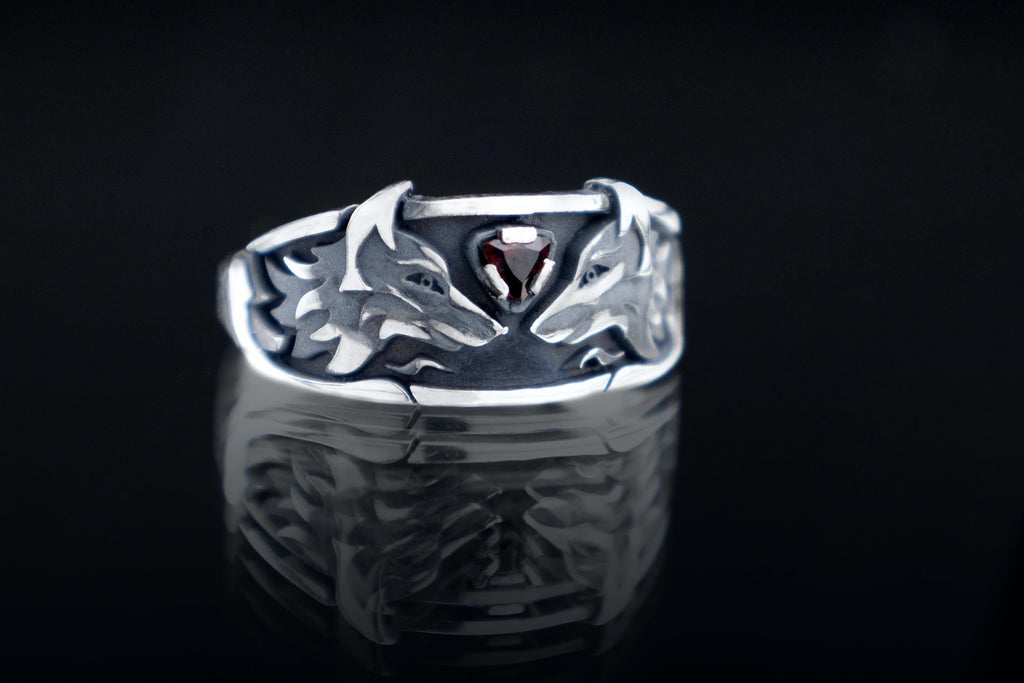 Fox Spirits Ring,  Kitsune Sterling Silver with Gemstone