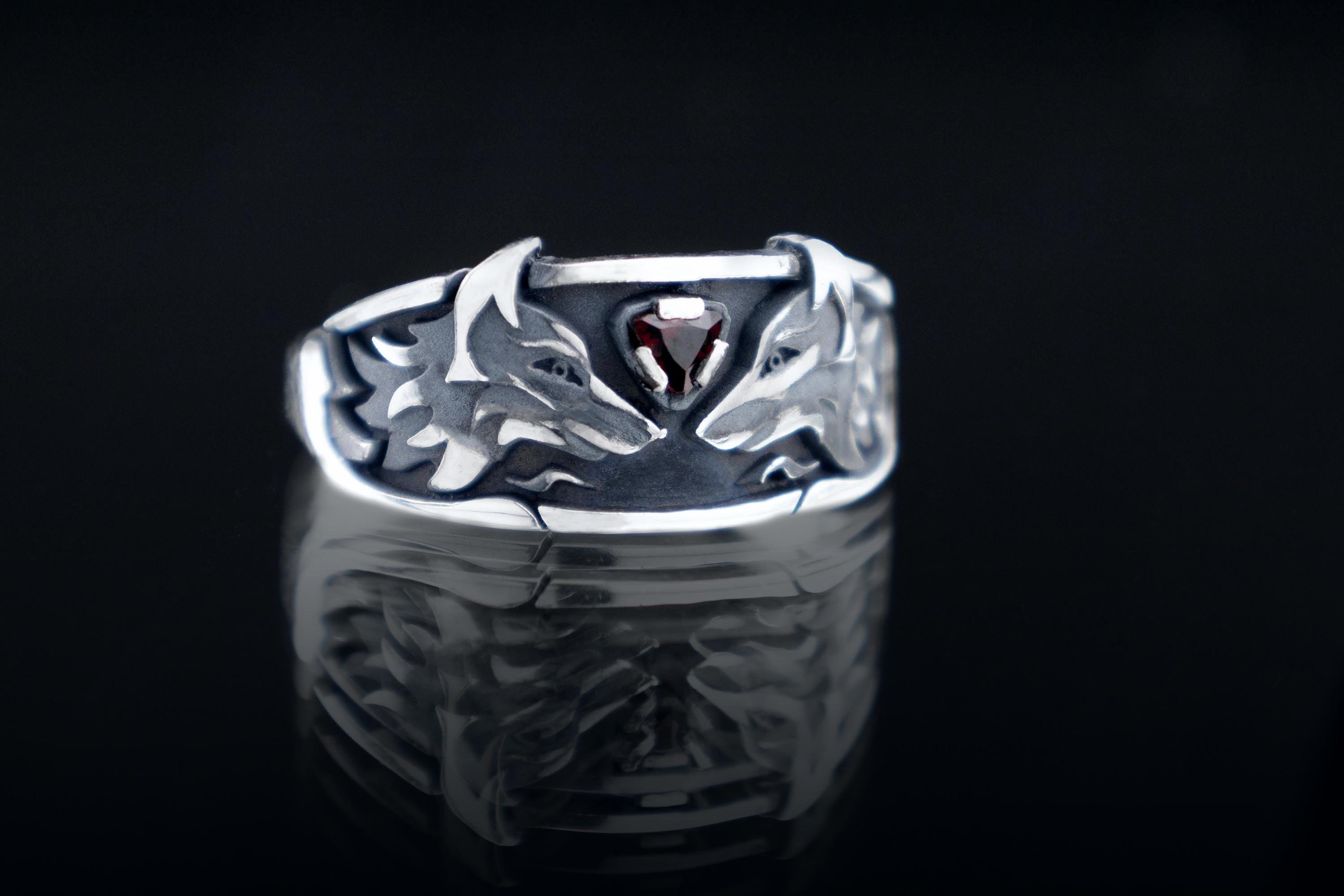 Fox Spirits Ring,  Kitsune Sterling Silver with Gemstone