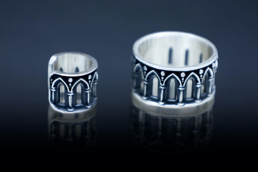 handmade medieval ear cuff set with ring