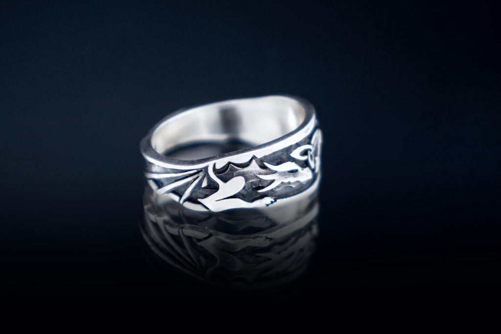 Sterling silver dragon ring