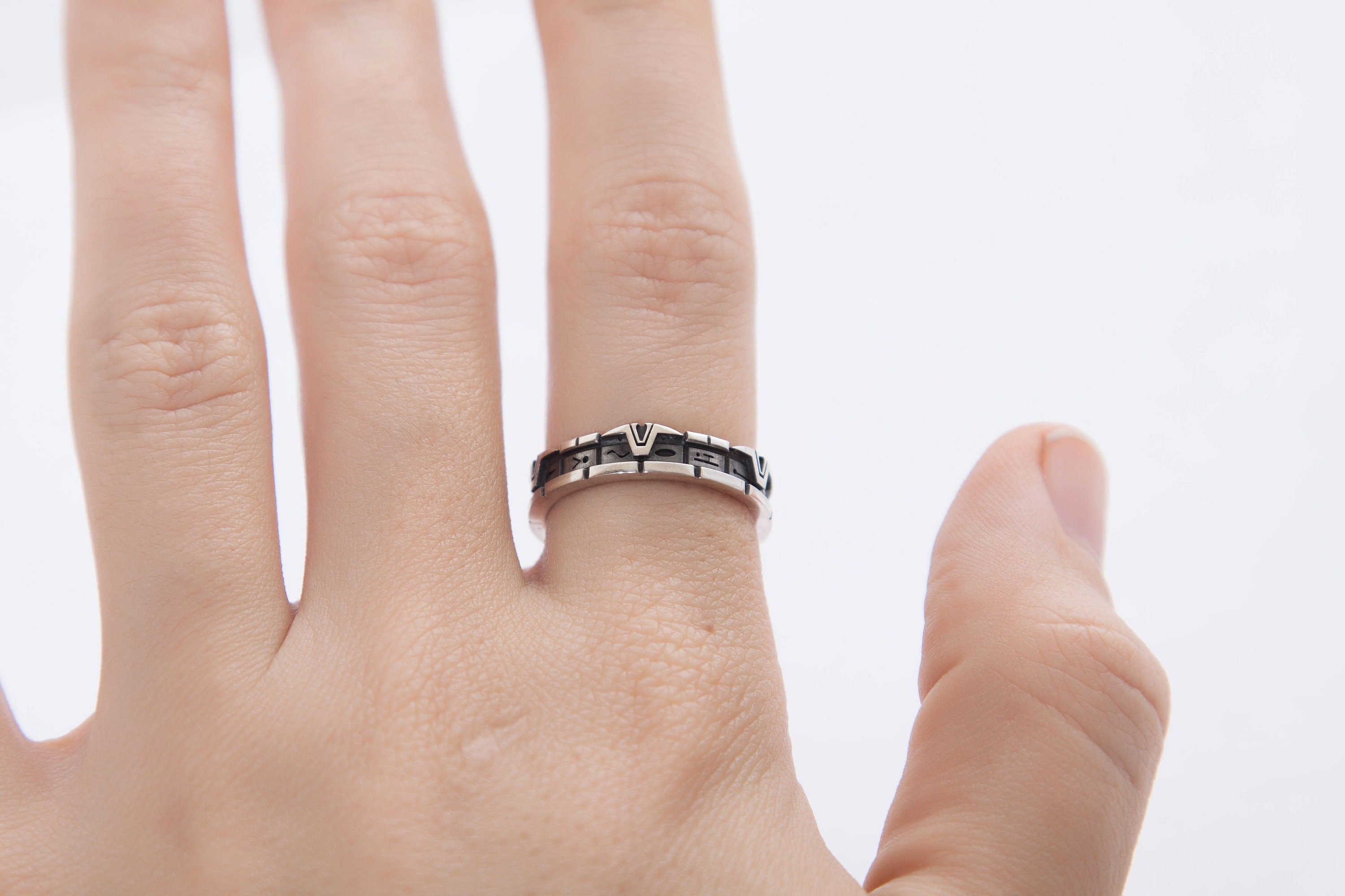 StarGate portal inspired silver ring