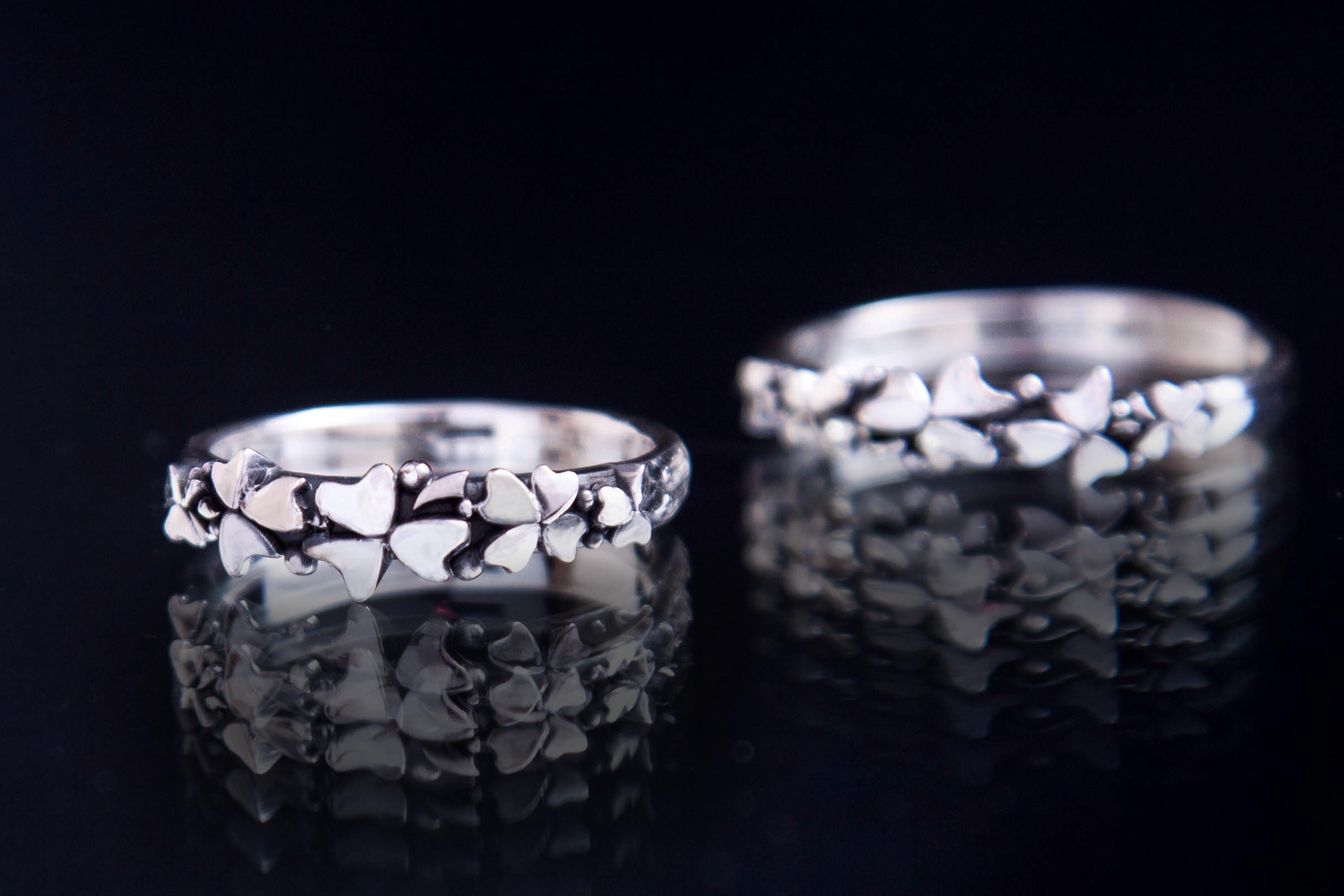 Minimalist clover pattern silver ring,  lucky charm jewelry