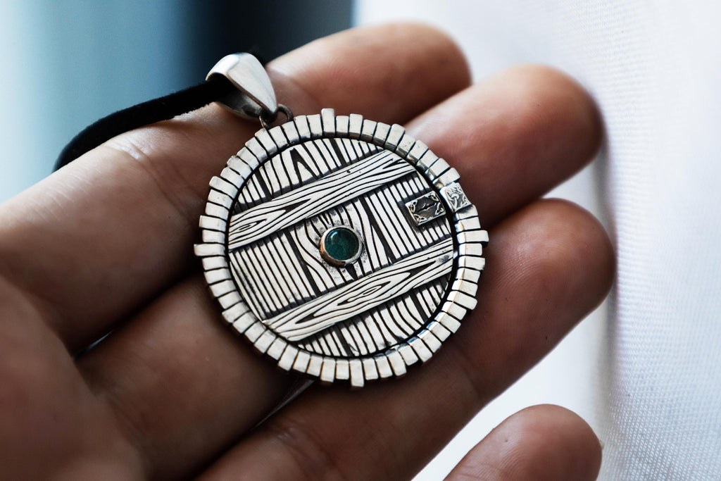 Paraiba crystal charm, round door fantasy jewelry