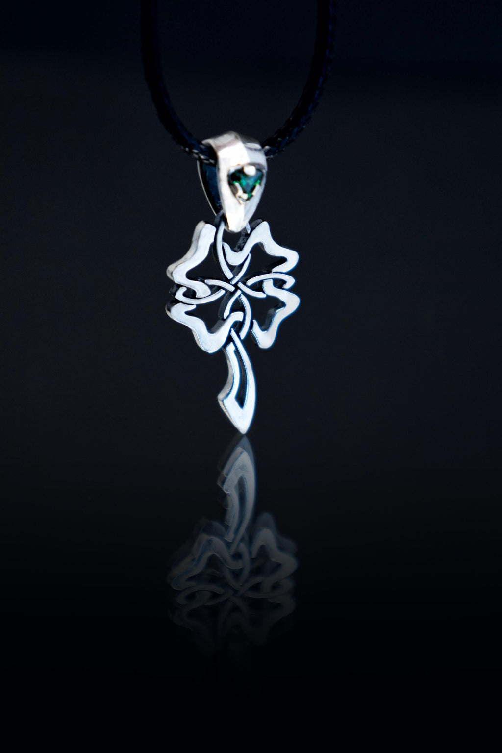 Celtic four leaf clover silver pendant handmade talisman by DreamTower