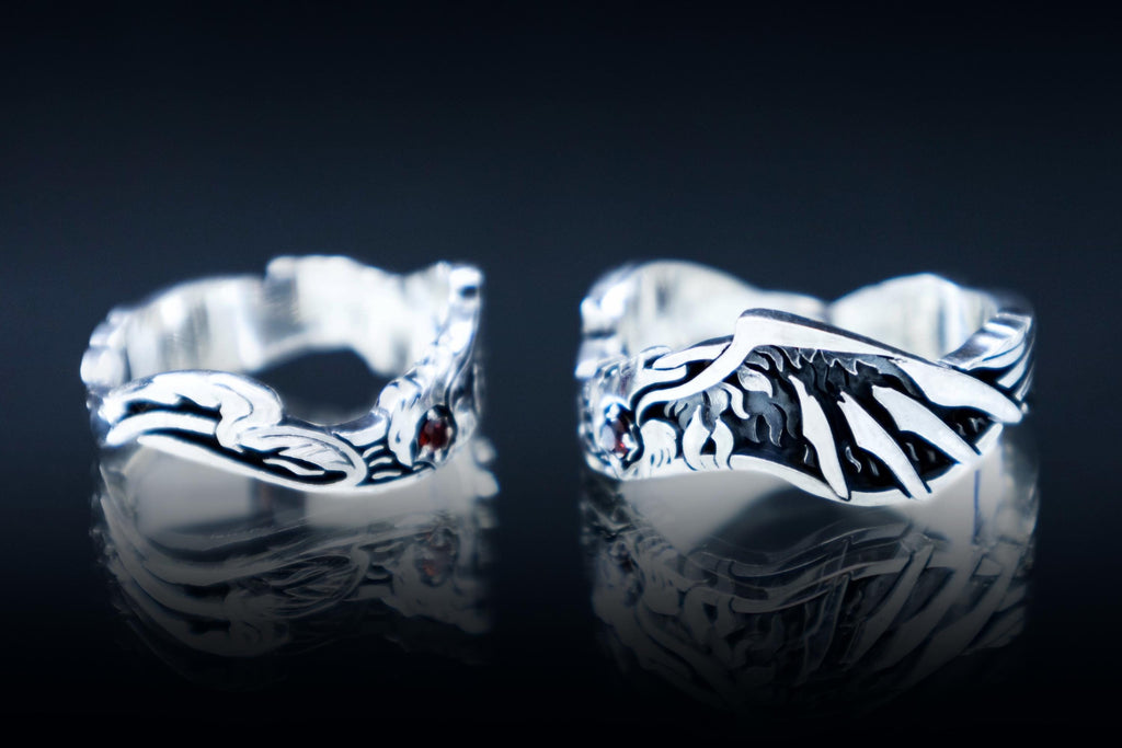 Fantasy style Phoenix ring in sterling silver