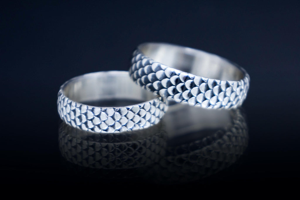 Dragon scale rings in sterling silver nickel free