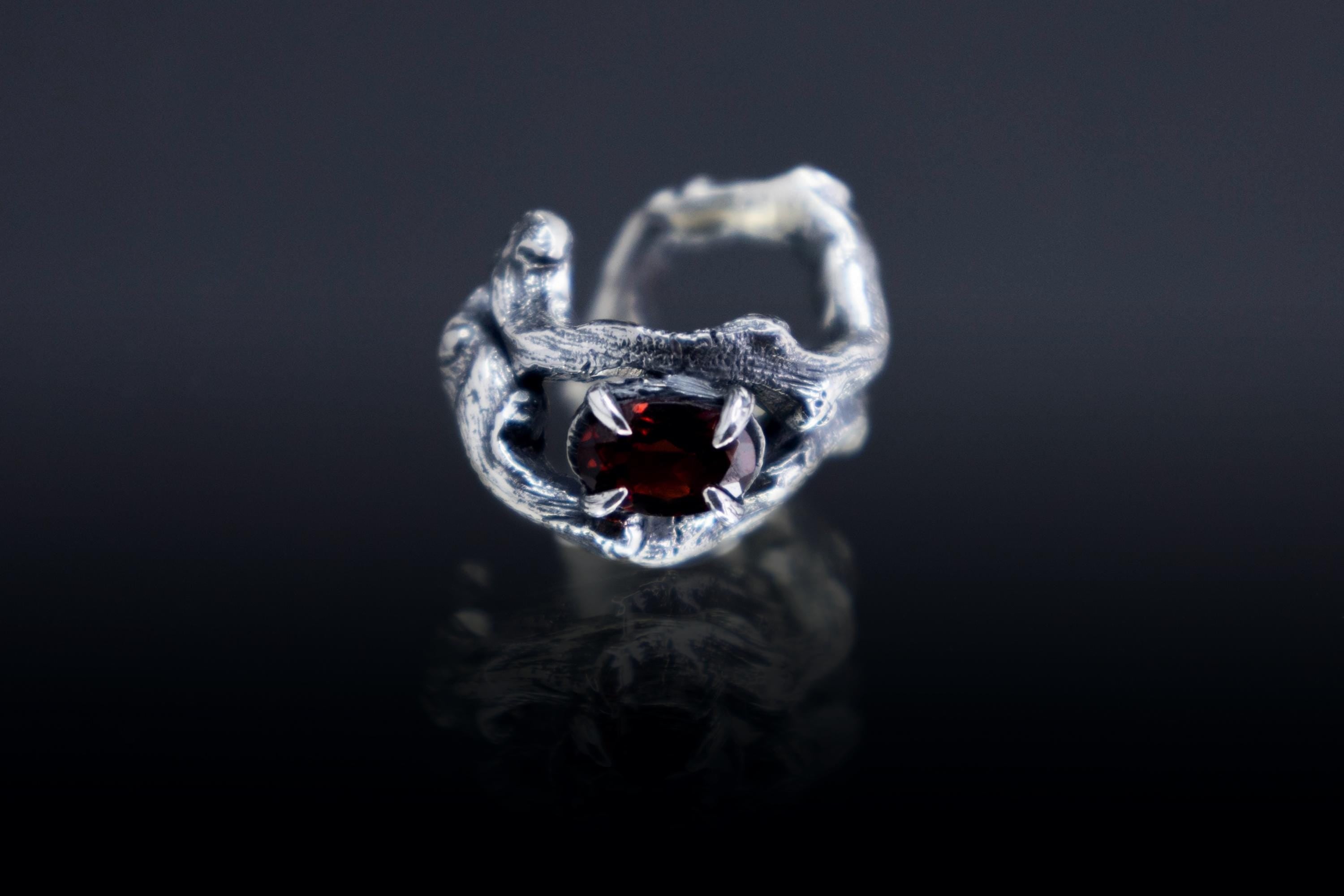 Handmade sterling silver ear cuff with natural gemstone