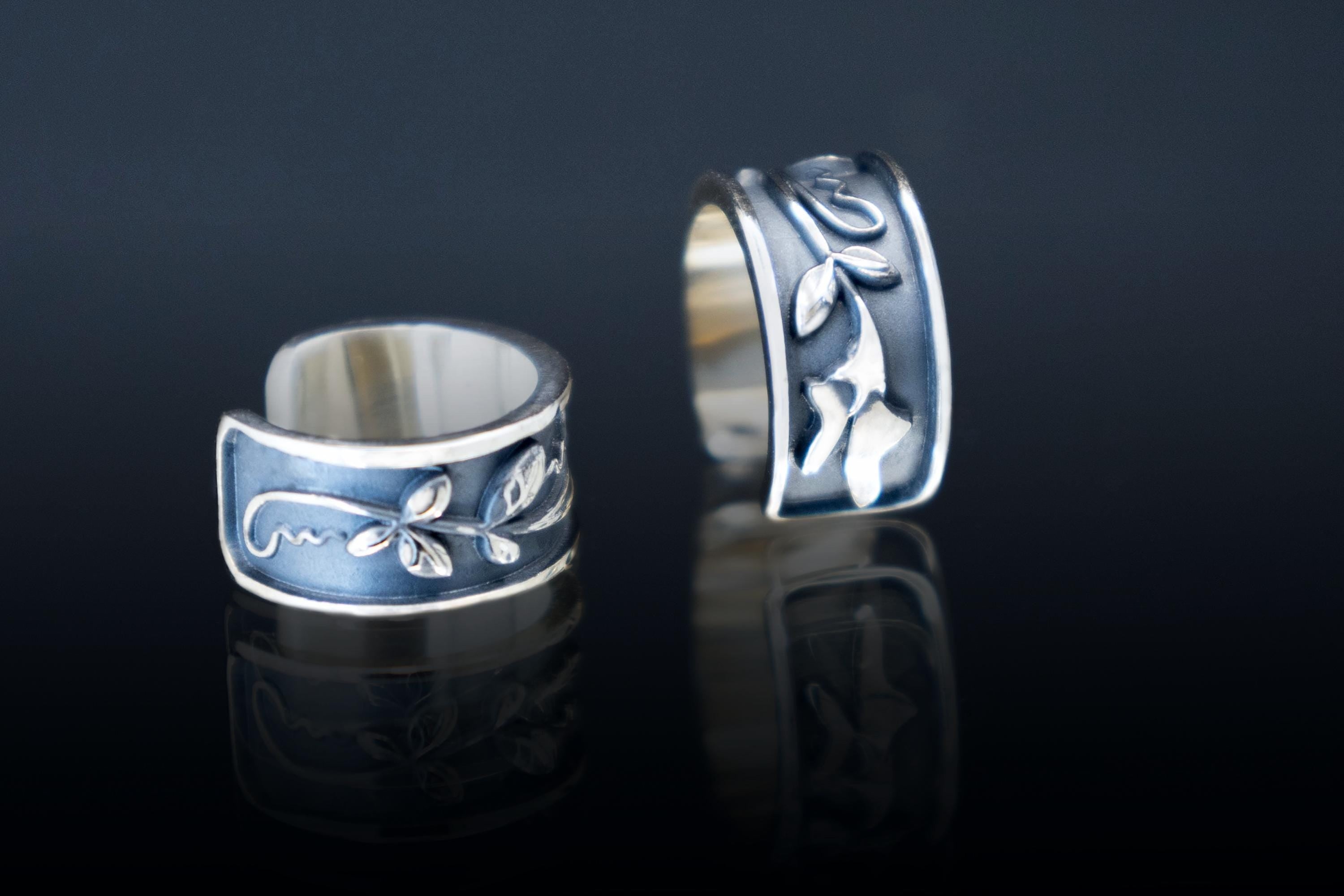 Silver ear cuff Sweet Pea  handmade botanical jewelry by DreamTower