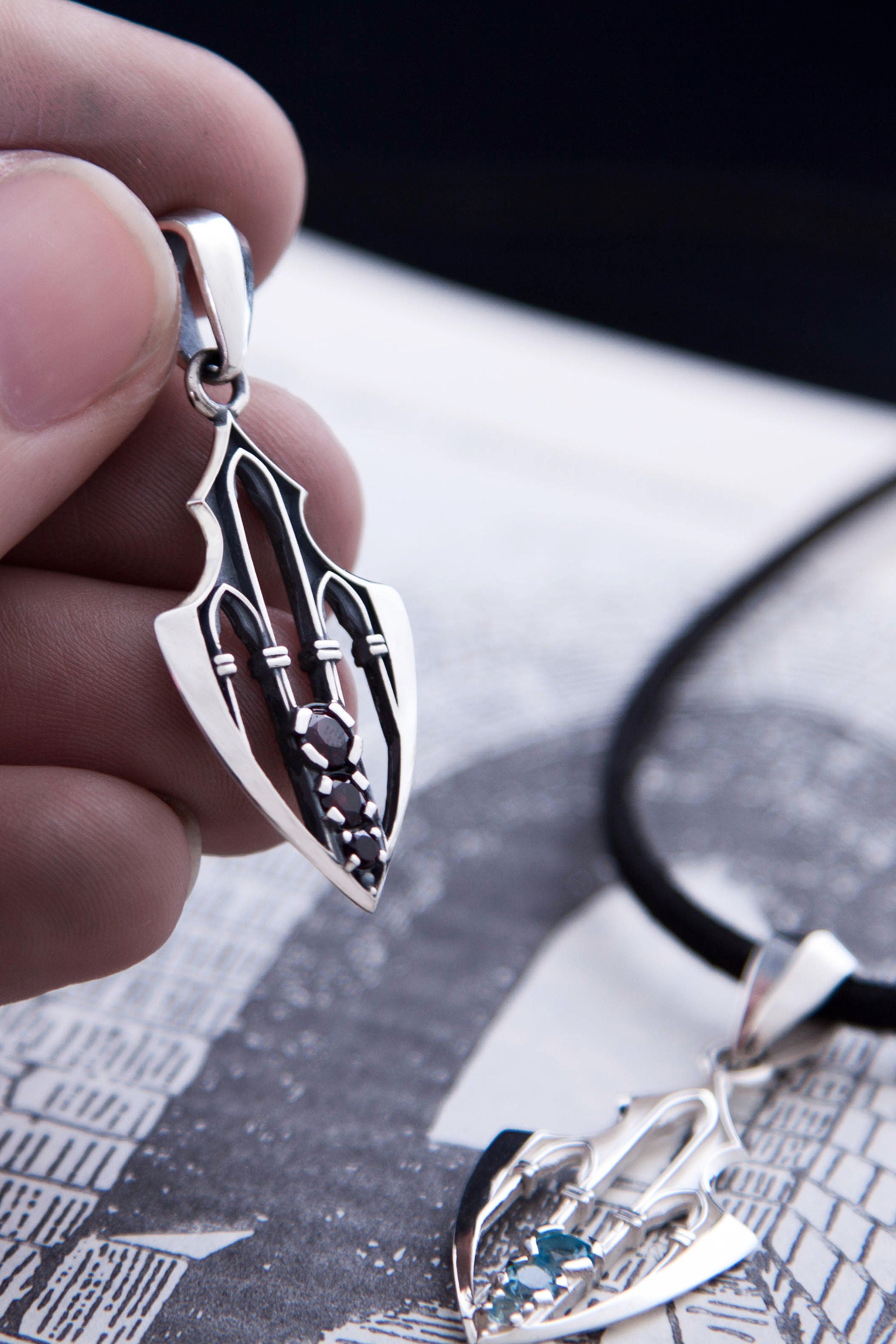 Sterling silver guardian talisman with cathedral arches design