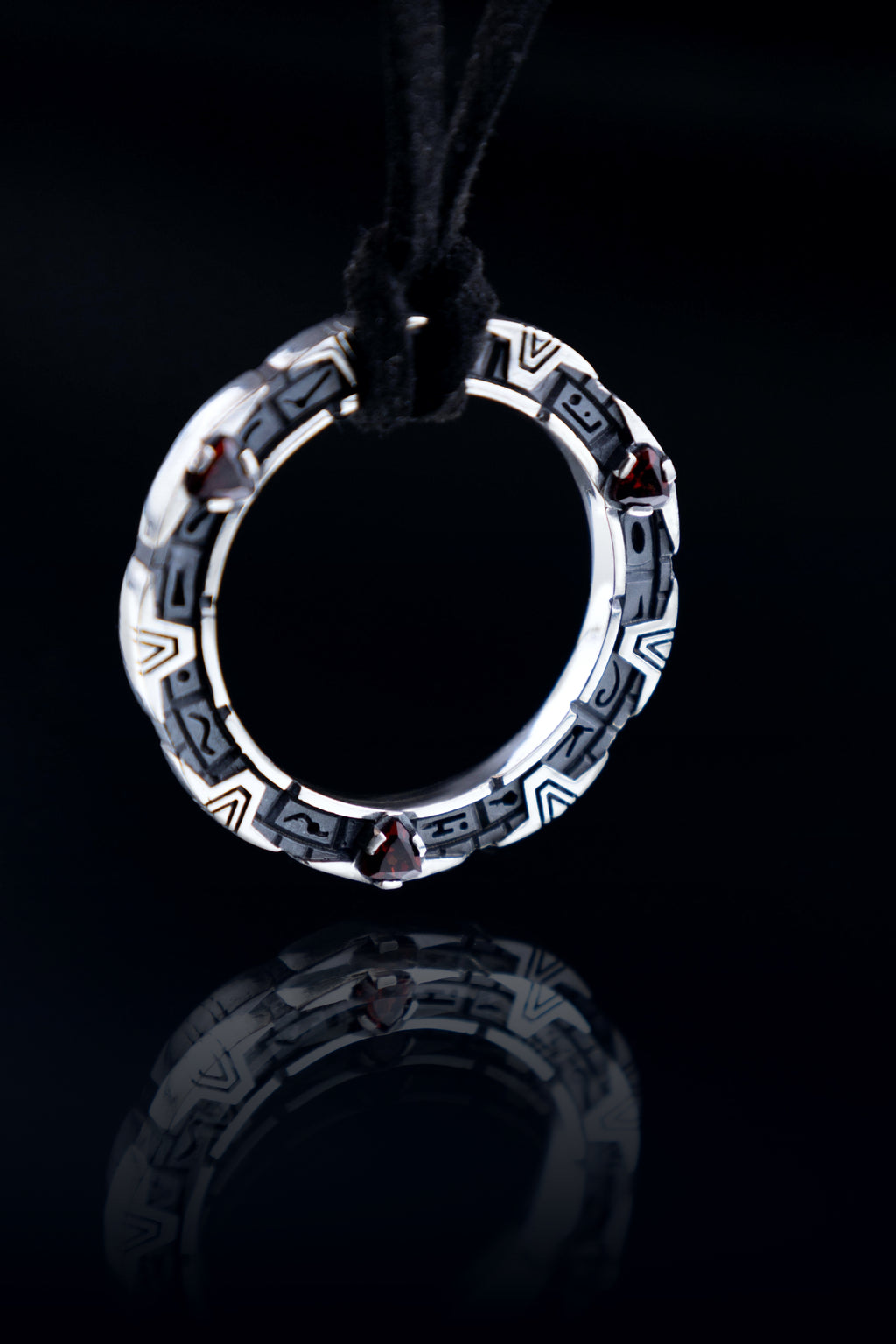 Sci-Fi Portal Pendant, Sterling Silver star Gateway Necklace with Gemstones