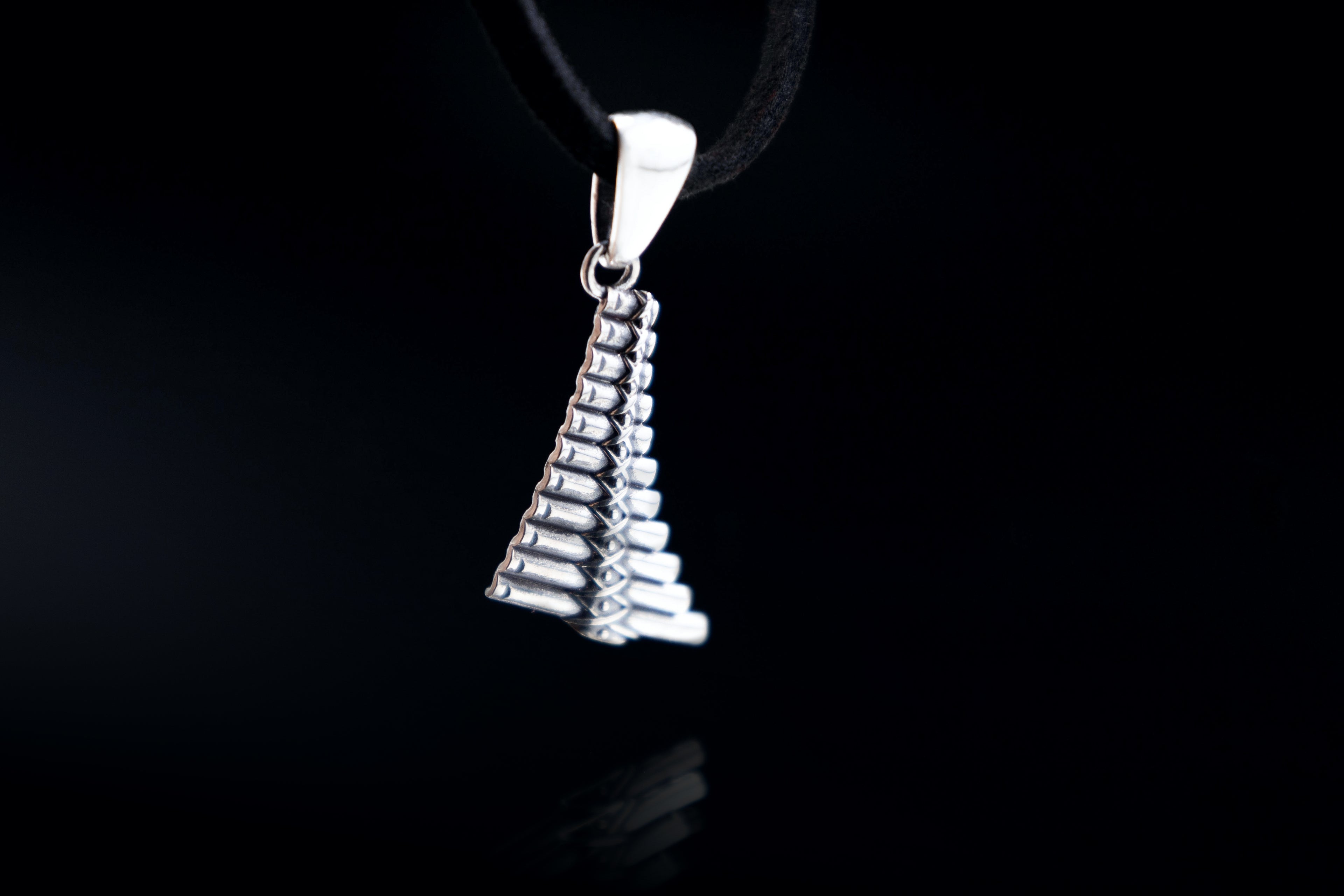 Sterling silver pan flute pendant, handmade silver music charm, ancient musical instrument jewelry, minimalist folk necklace, silver syrinx pendant