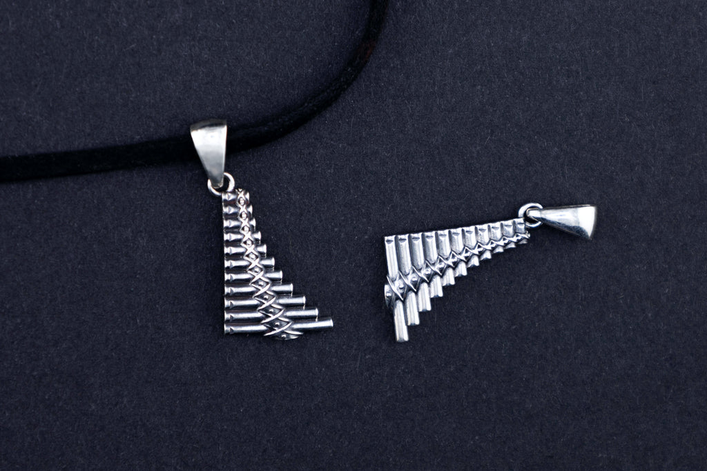 Sterling silver pan flute pendant, handmade silver music charm, ancient musical instrument jewelry, minimalist folk necklace, silver syrinx pendant