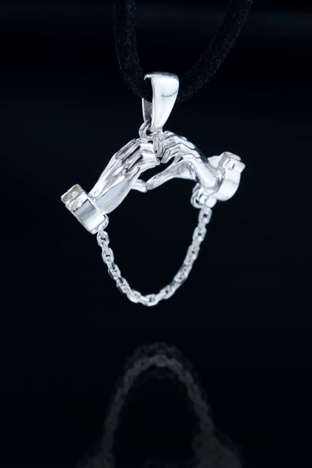 Solidarity Heart Necklace Hands in Chains Pendant Sterling Silver Protest Jewelry