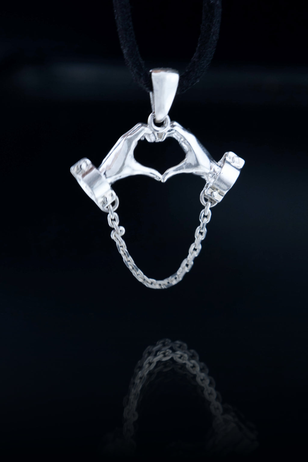 Solidarity Heart Necklace Hands in Chains Pendant Sterling Silver Protest Jewelry