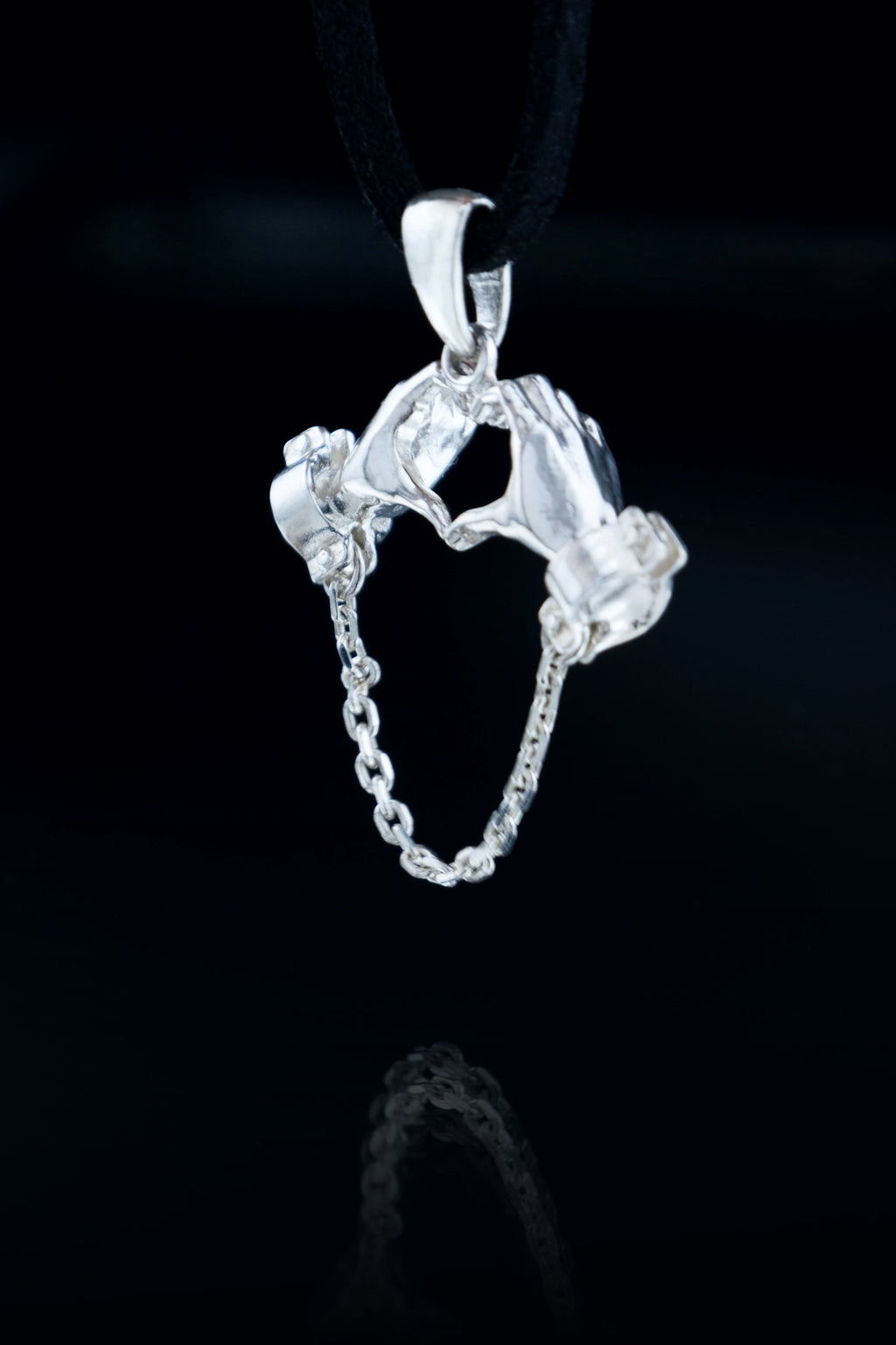 Solidarity Heart Necklace Hands in Chains Pendant Sterling Silver Protest Jewelry