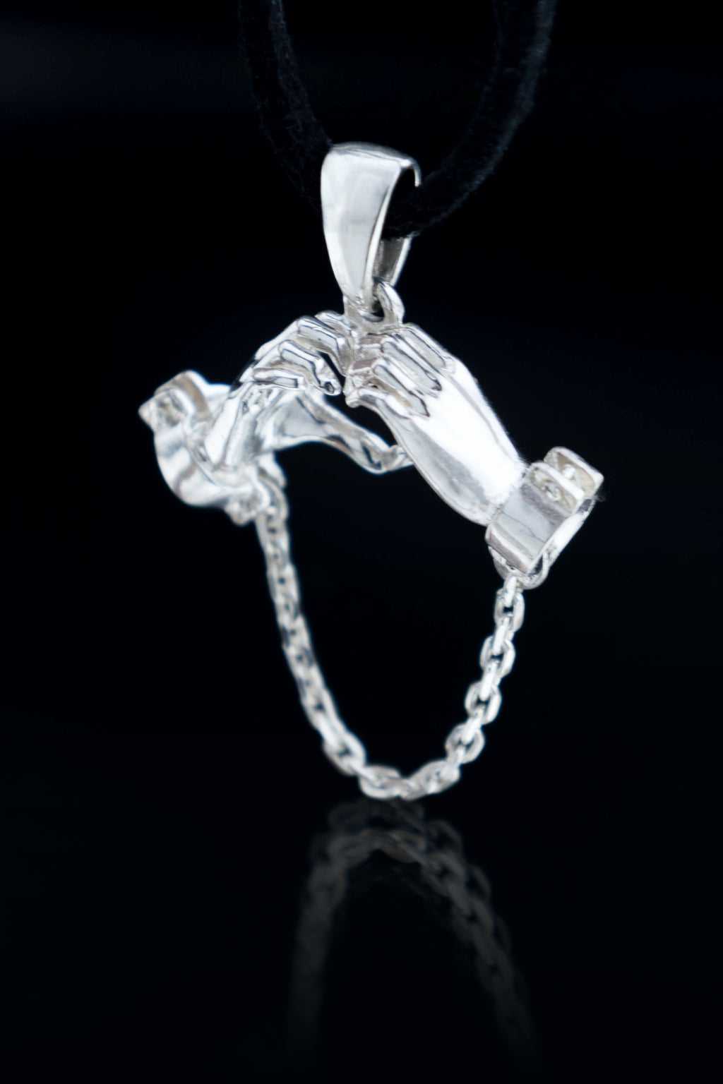 Solidarity Heart Necklace Hands in Chains Pendant Sterling Silver Protest Jewelry