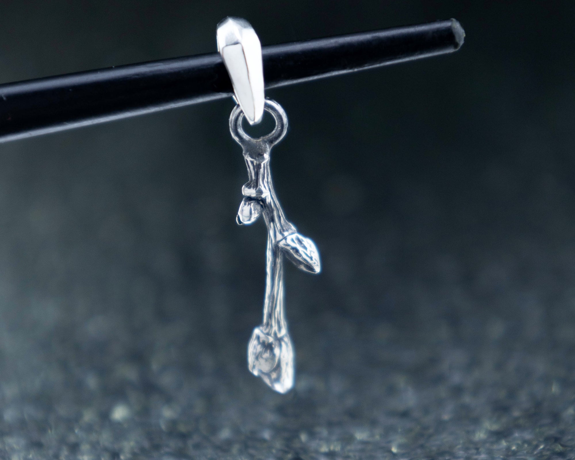 small sterling silver twig pendant necklace