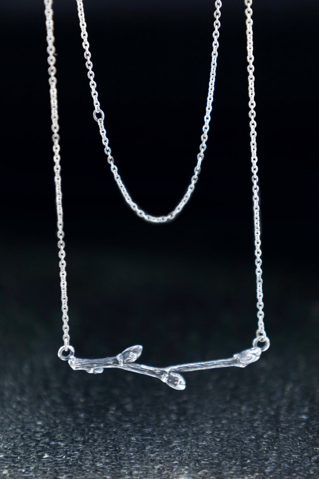 Sterling Silver Branch Necklace – Minimalist Twig Necklace, Nature Inspired Adjustable Chain