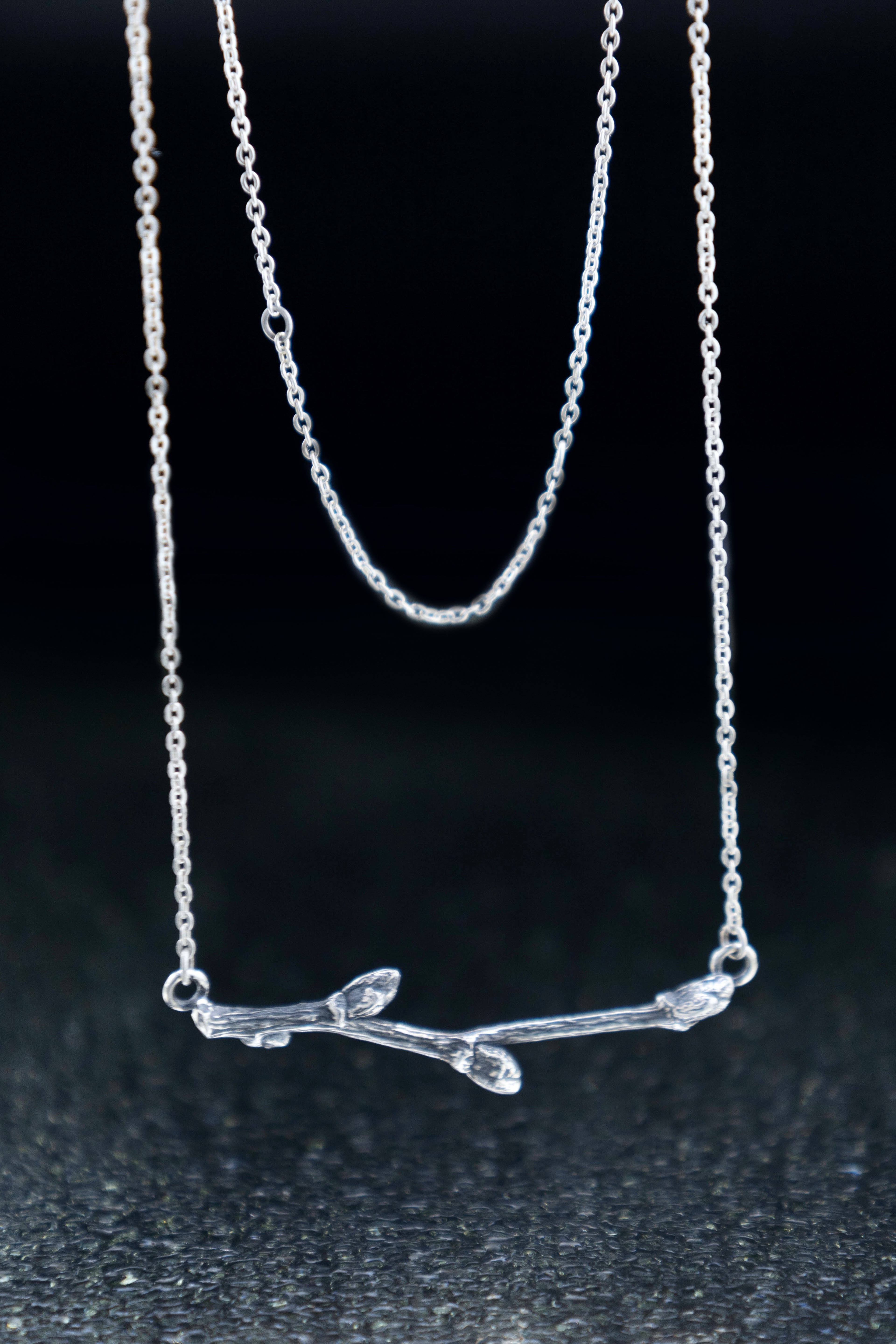 Sterling Silver Branch Necklace – Minimalist Twig Necklace, Nature Inspired Adjustable Chain
