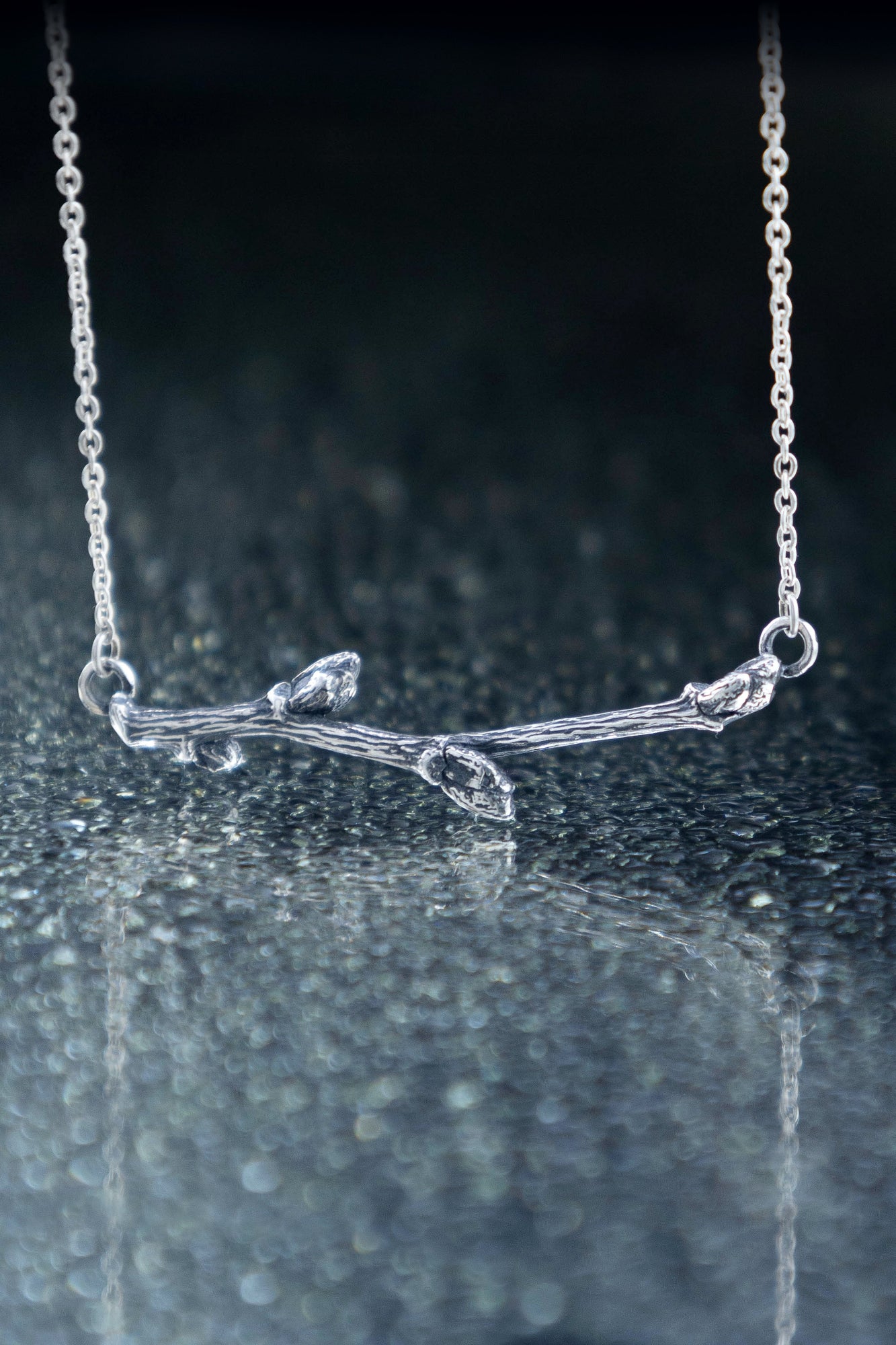 botanical necklace silver branch pendant
