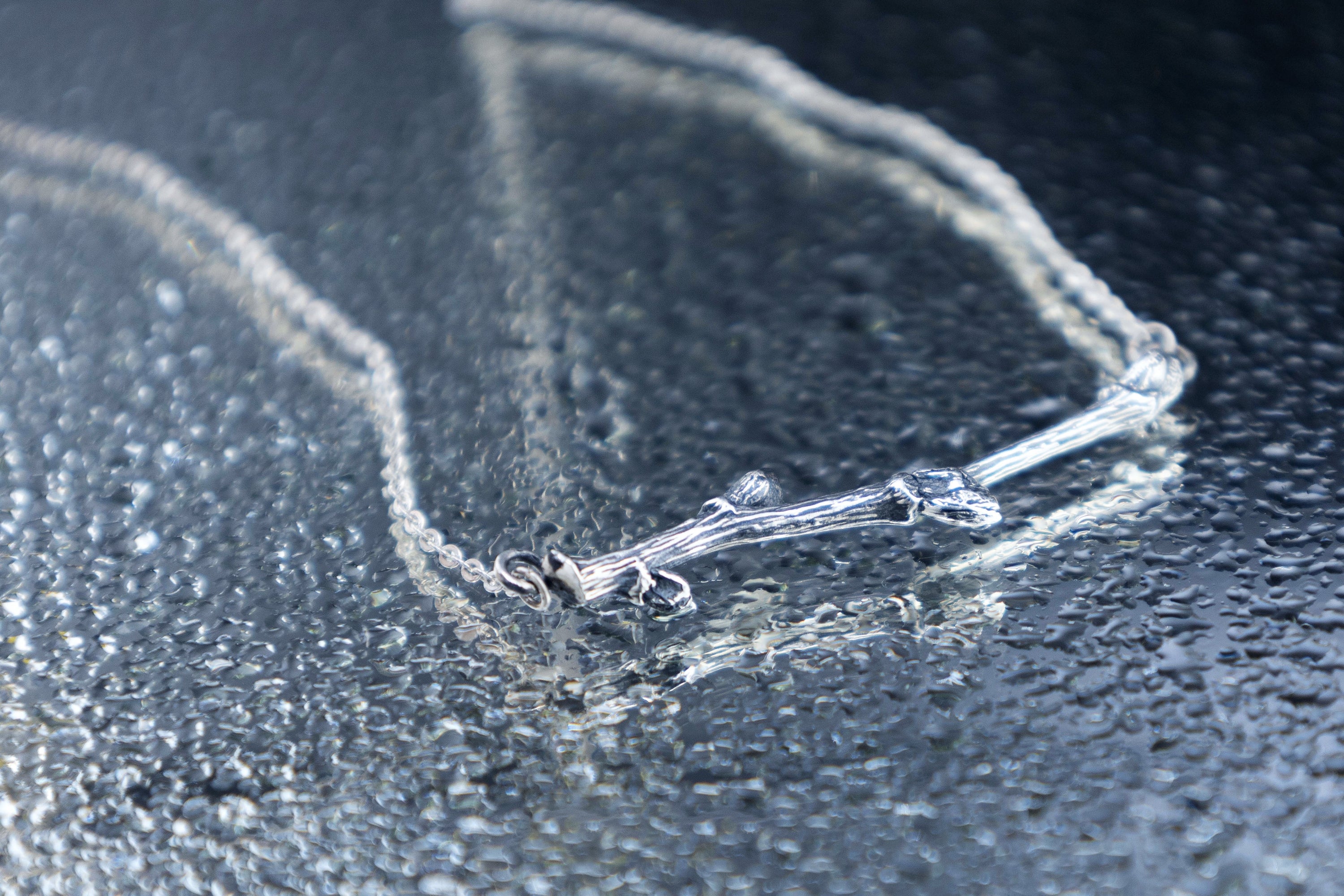 sterling silver twig necklace horizontal branch