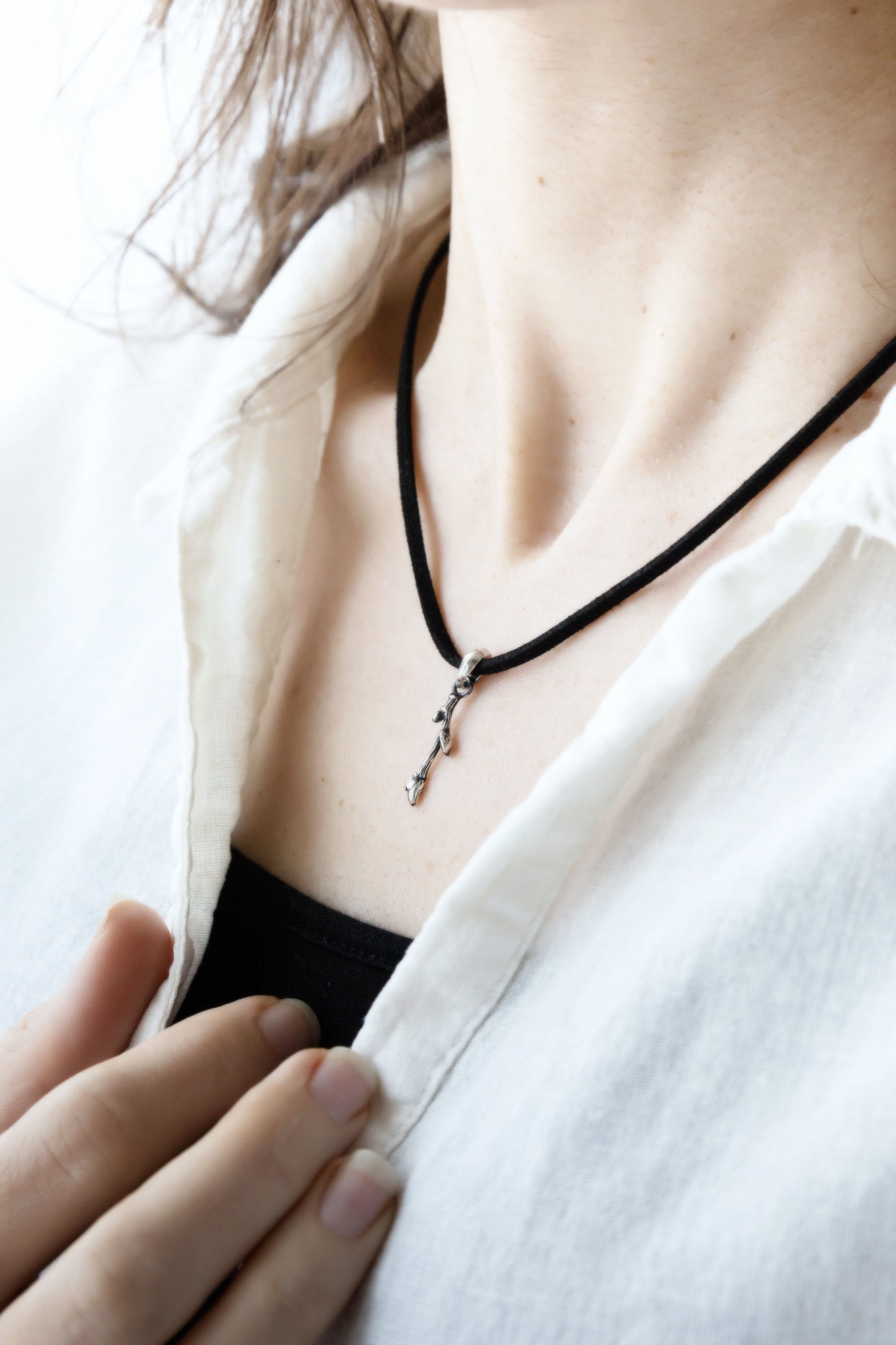 minimalist branch pendant silver jewelry
