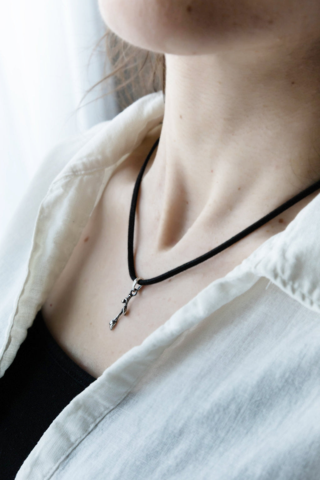 minimalist branch pendant silver jewelry