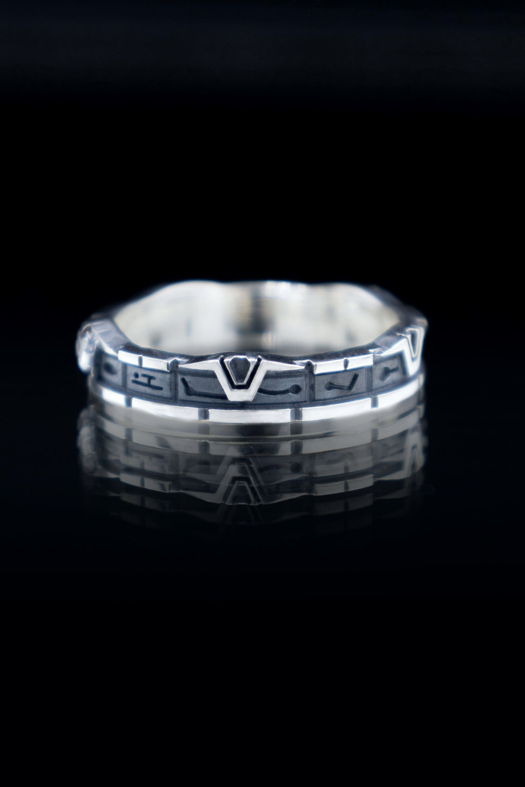 Star gateway ring Whole length pattern sterling silver with lab grown diamond