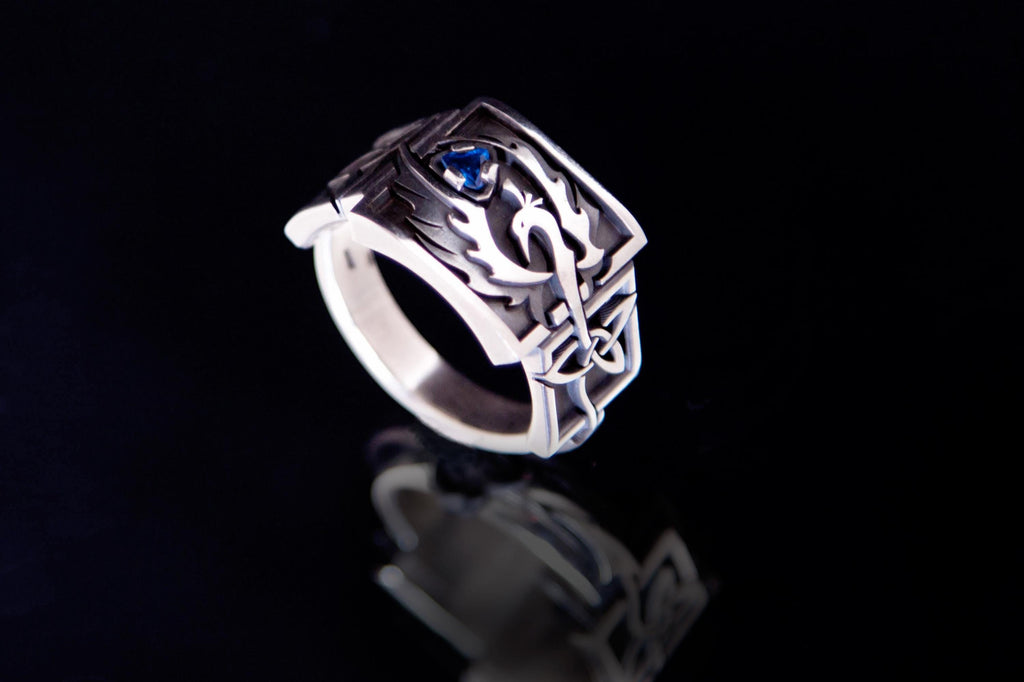 Bold sterling silver phoenix ring symbol of strength