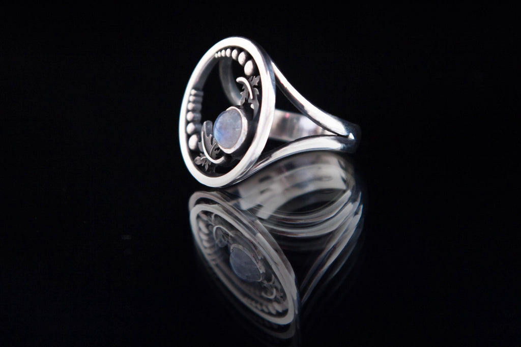 Sterling silver moonstone ring water inspired design