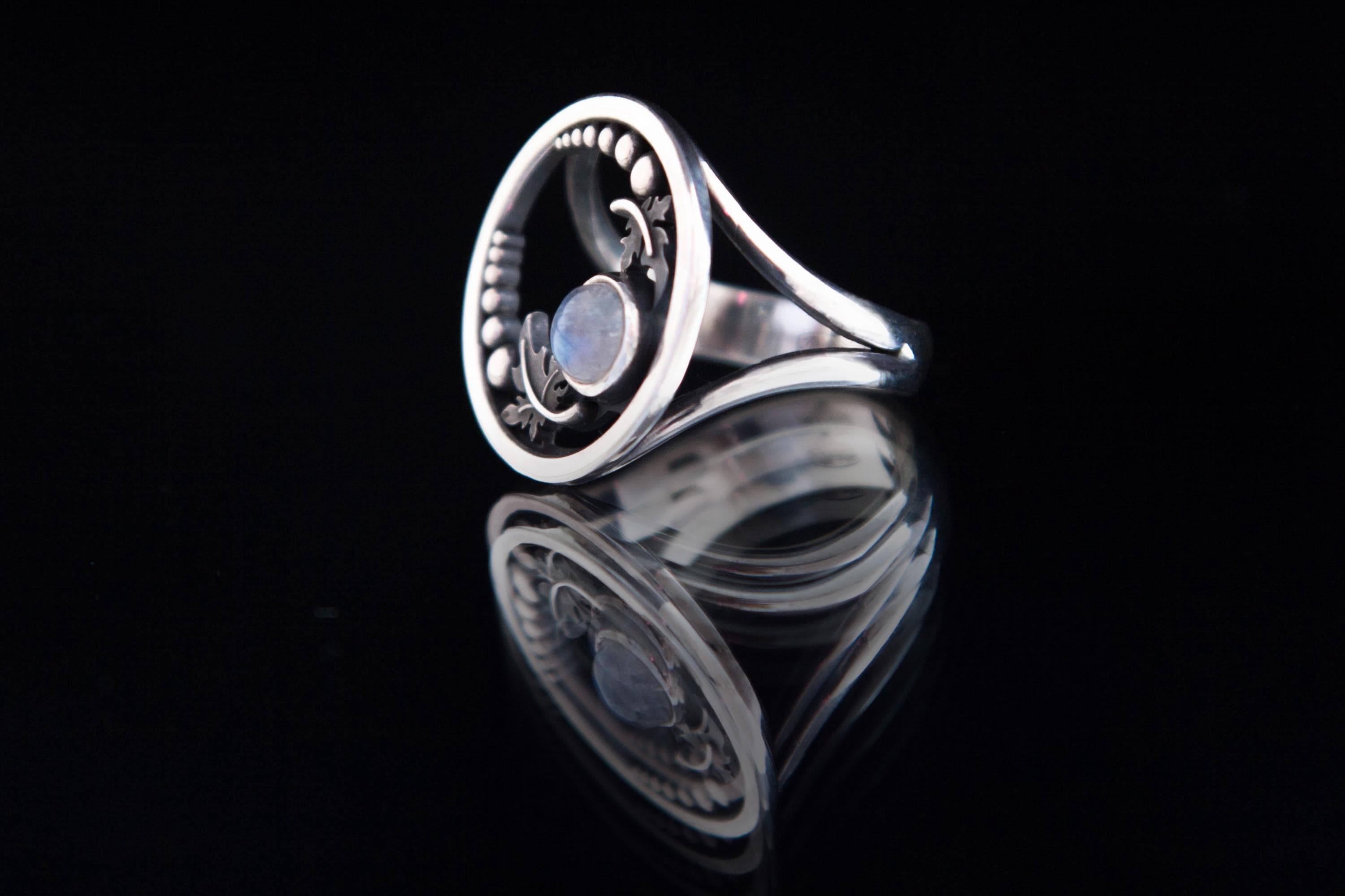 Sterling silver moonstone ring water inspired design