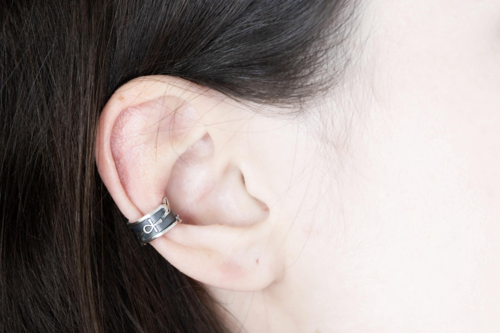 Unisex Ankh and Was ear cuff worn on ear