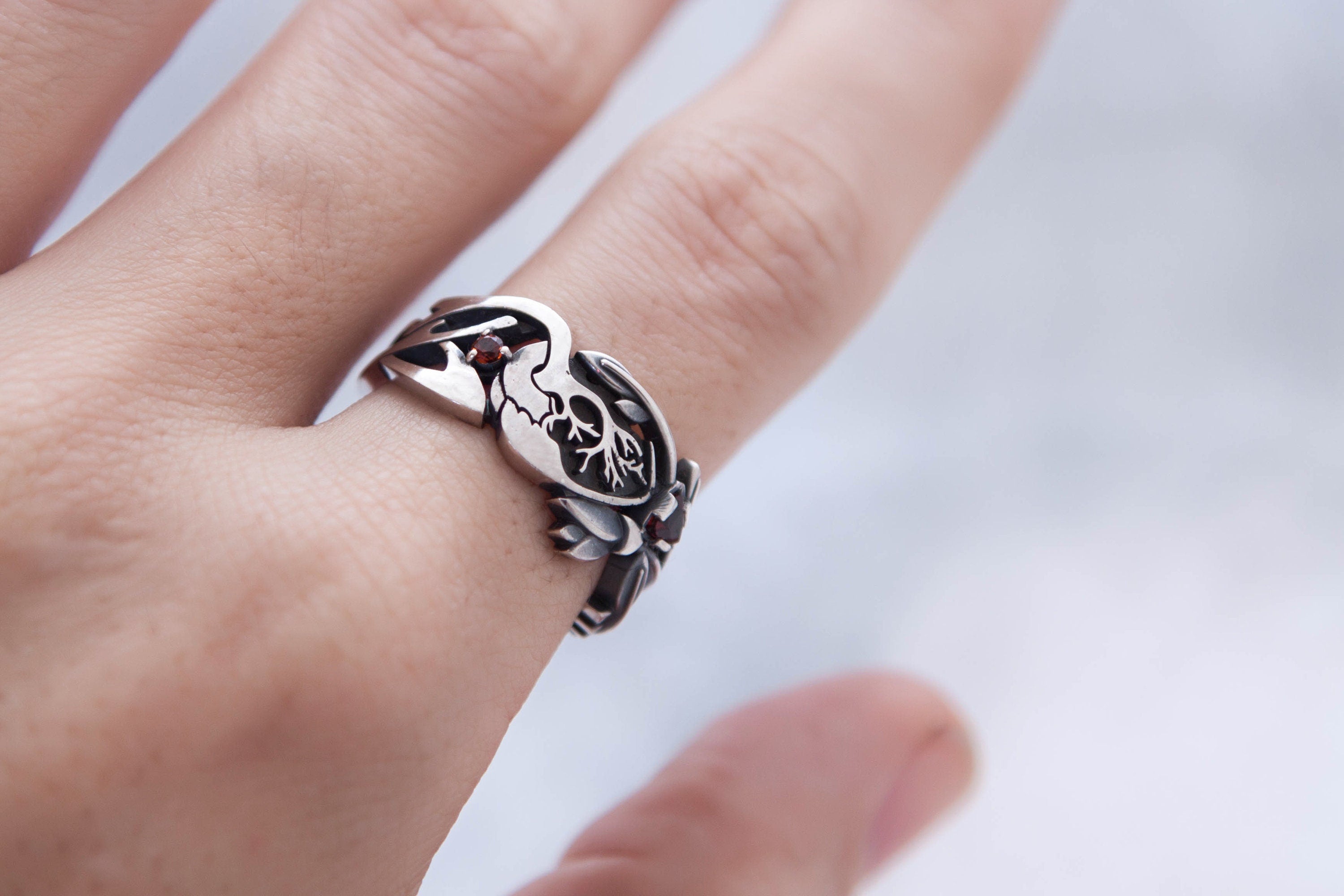 garnet anatomic heart statement ring