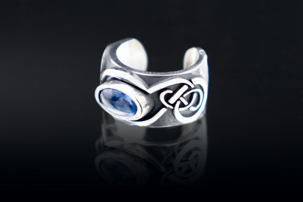 Sterling silver ear wrap with kyanite