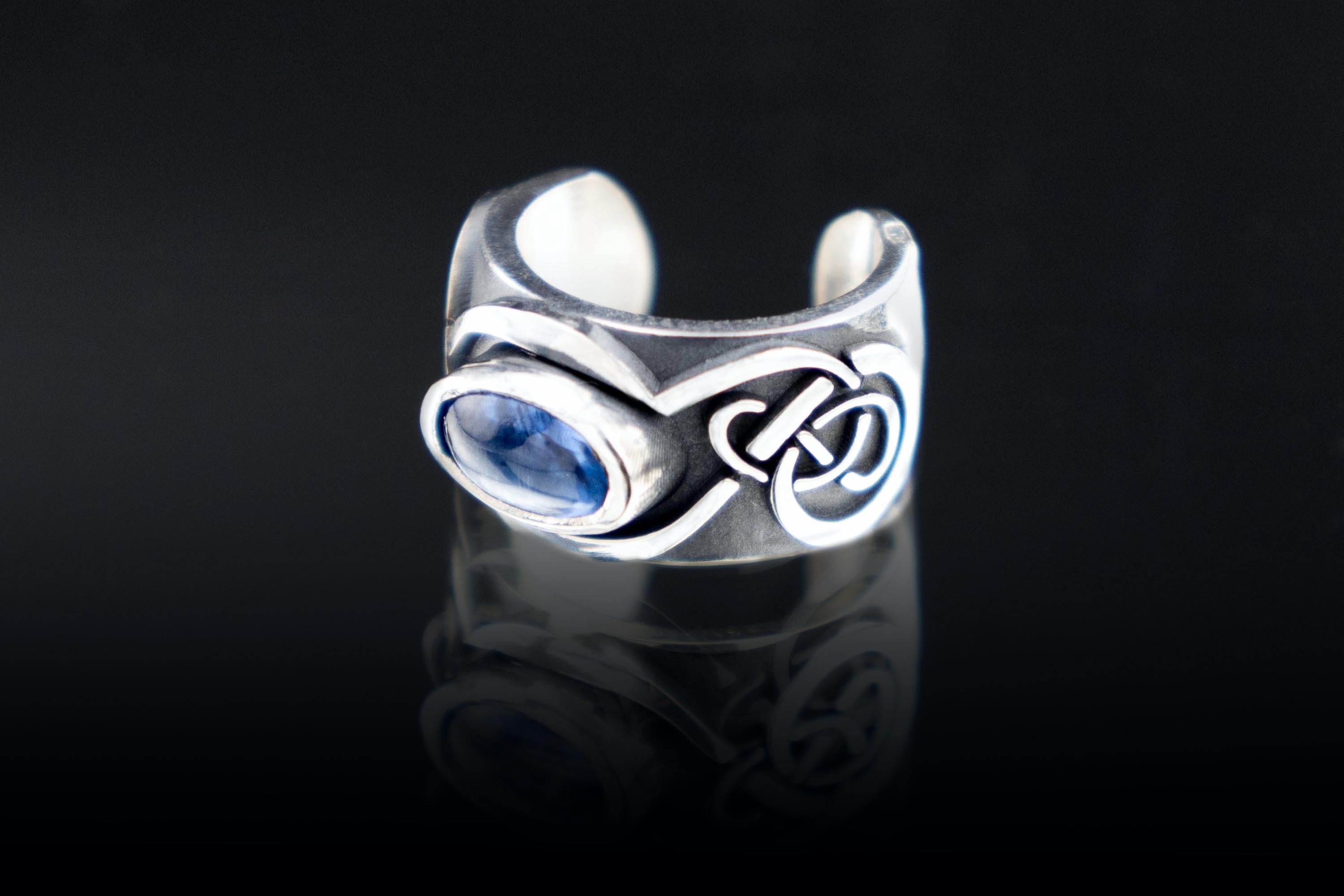 Sterling silver ear wrap with kyanite