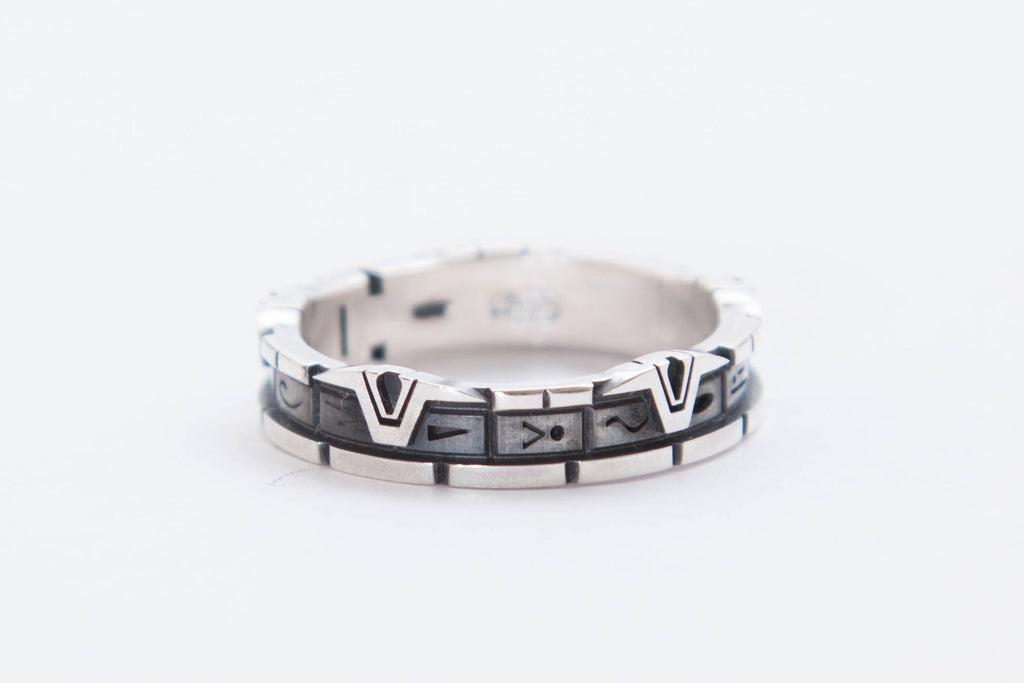 stargate pattern sterling silver ring