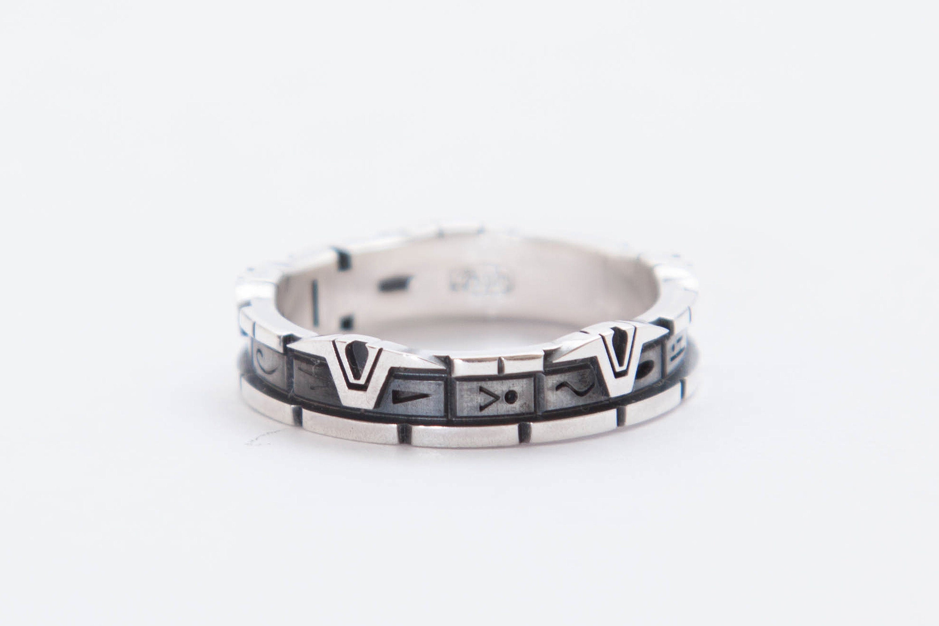stargate pattern sterling silver ring
