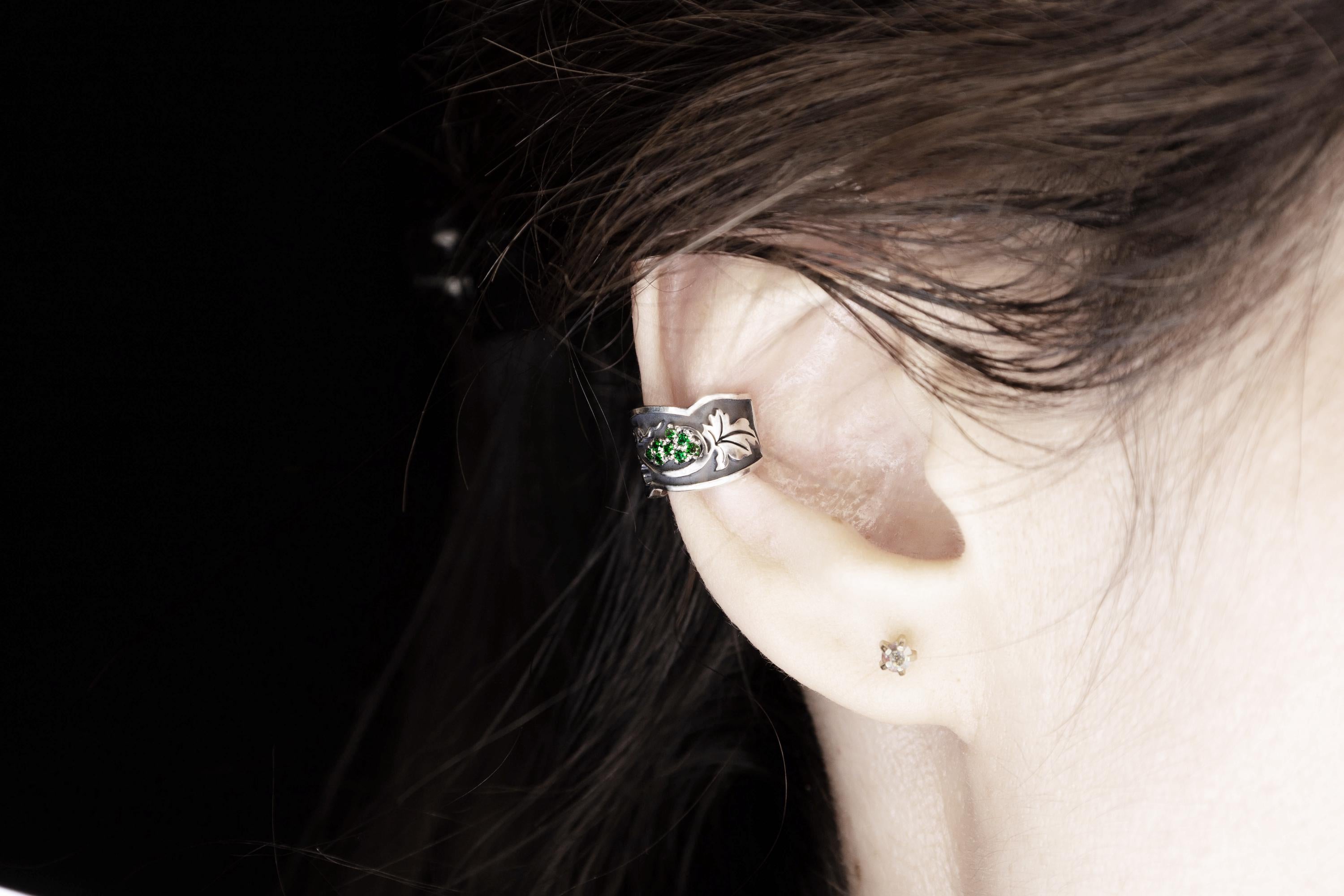 Grapevine ear cuff worn on ear