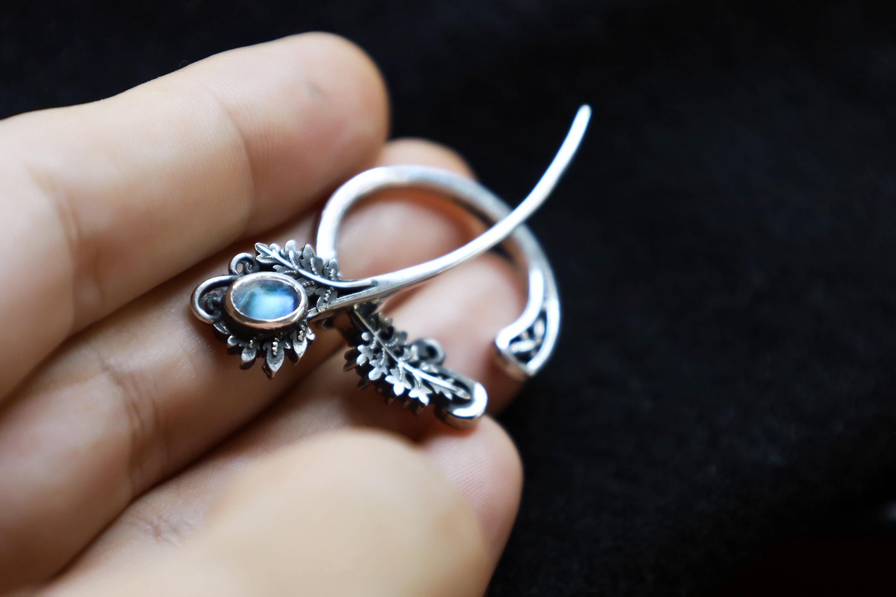 Handmade sterling silver fibula pin inspired by forest and nature