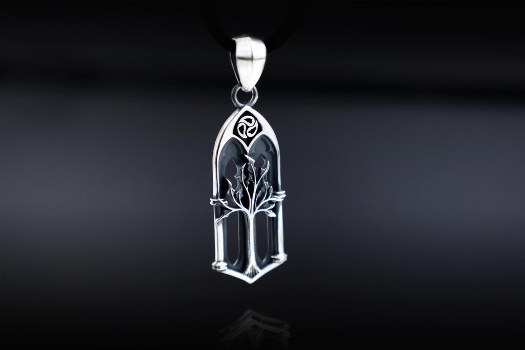 handmade silver white tree necklace