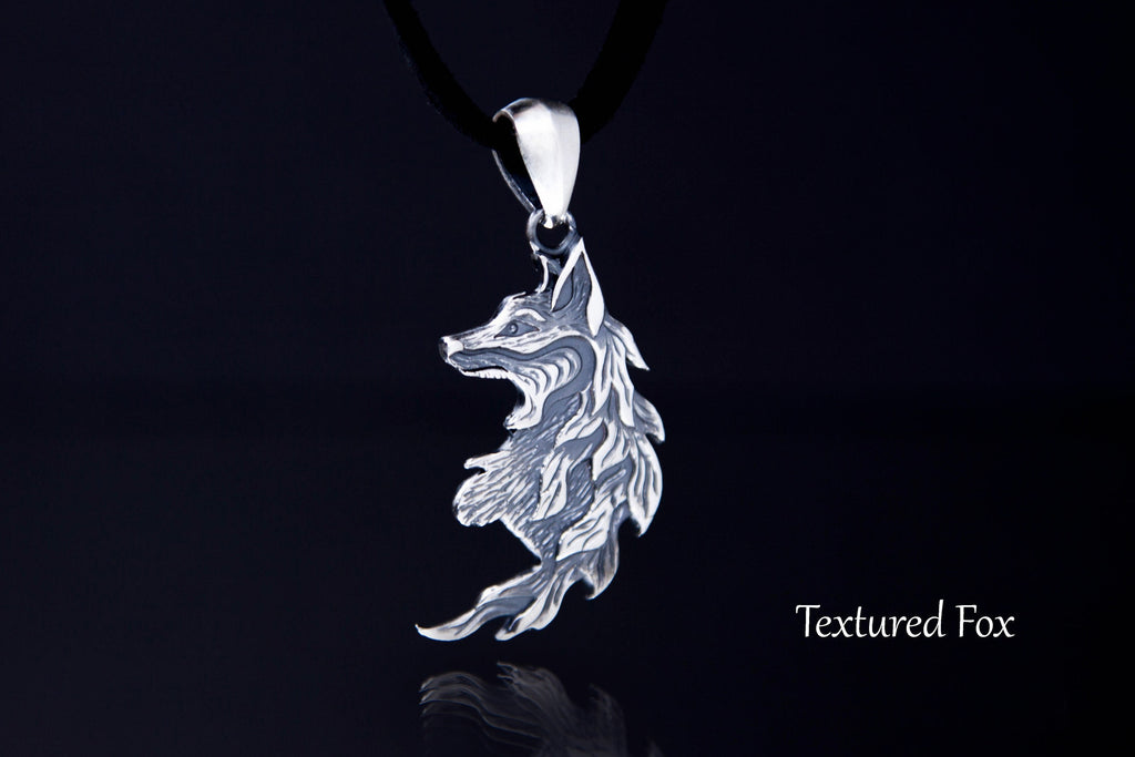Silver fox pendant, one of set for best friends