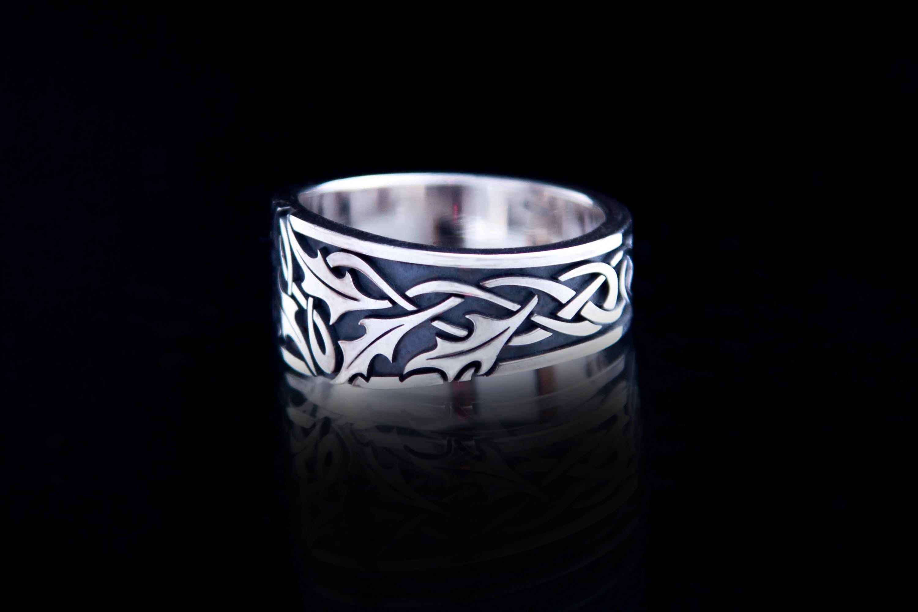 holly leaf sterling silver ring