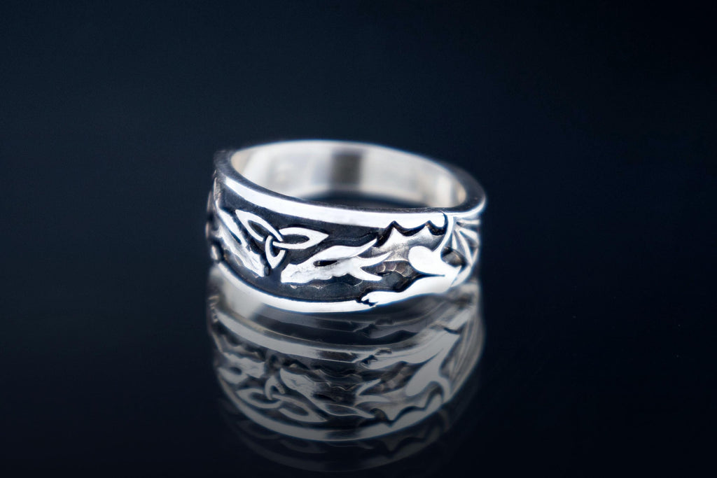 Sterling silver celtic  dragon ring