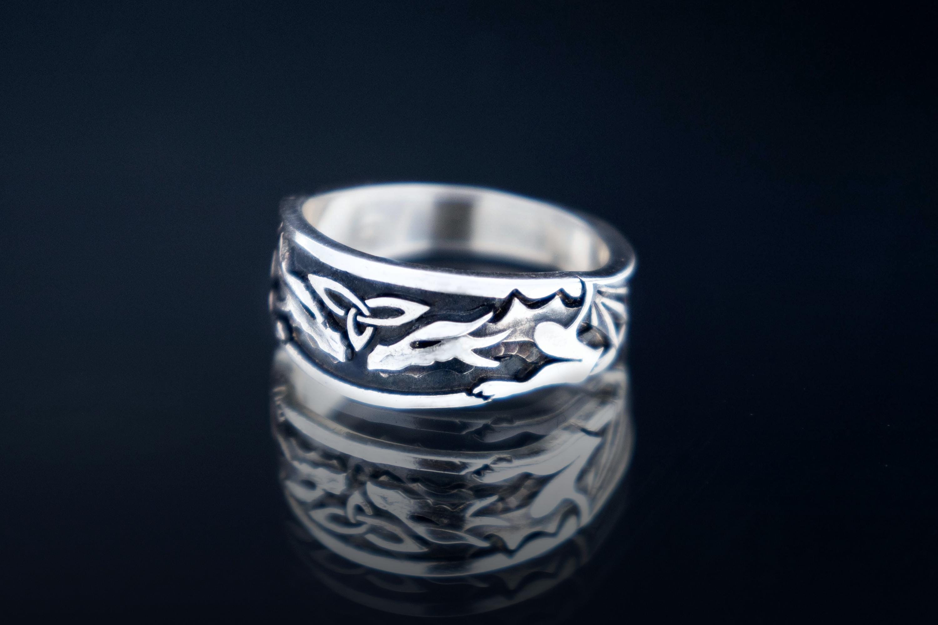 Sterling silver celtic  dragon ring