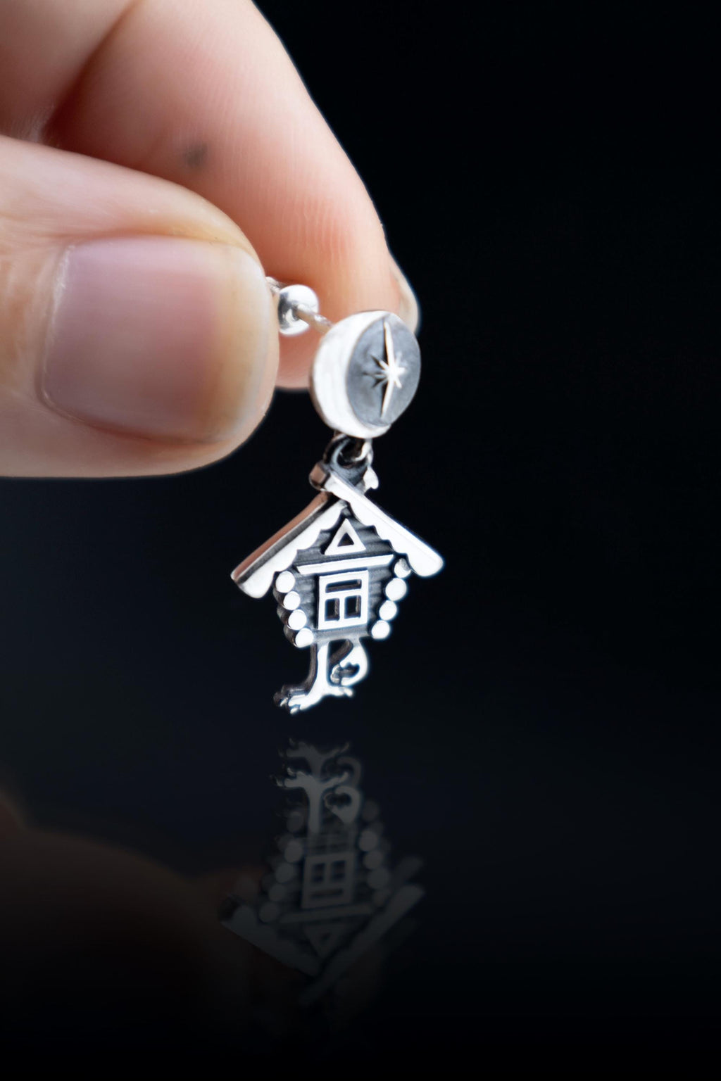 Baba Yaga Earrings, Sterling Silver Slavic Folklore Witch House on Chicken Legs