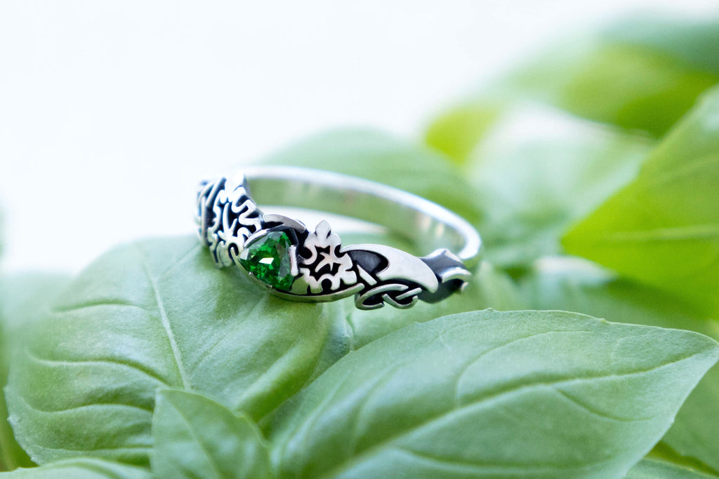 sterling silver ivy ring, celtic botanical