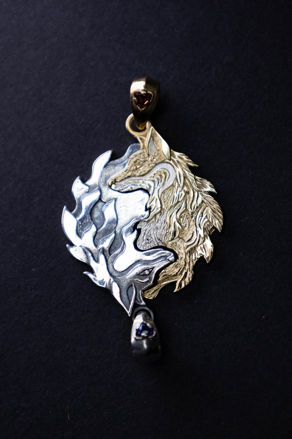 Stackable fox necklace set inspired by yin and yang